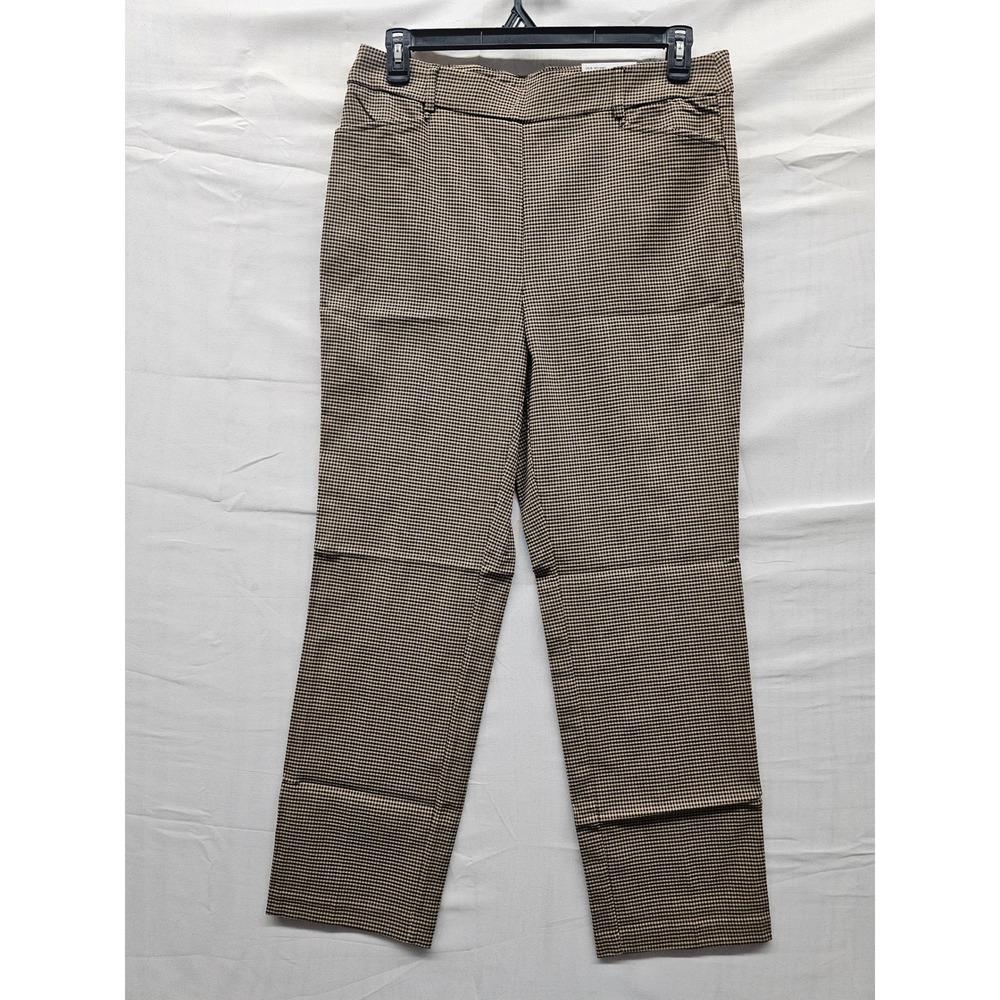Rafaella Womens Straight Pants Khaki Viscose Blend Houndstooth Casual Size 14